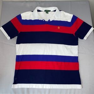 Polo Ralph Lauren Polo Shirt Men's L Vintage Made In USA Red White Blue Striped